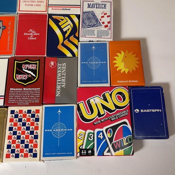 Vintage Airline Playing Card Decks Lot of 21 Mixed 1 Uno Deck - Picture 2 of 4